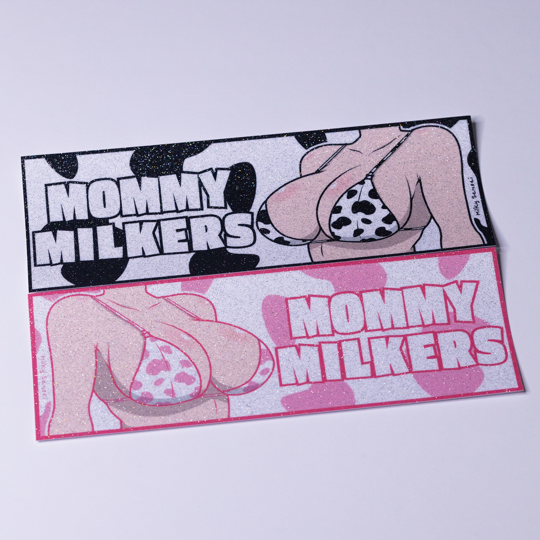 Mommy Milkers Slap Sticker - Black (Glitter Holo)